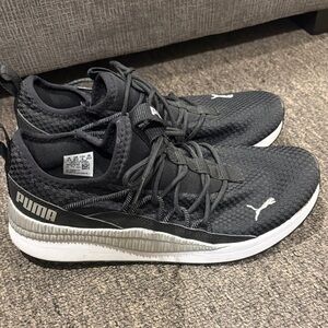 Women’s Puma Black White and Silver Sneakers 8